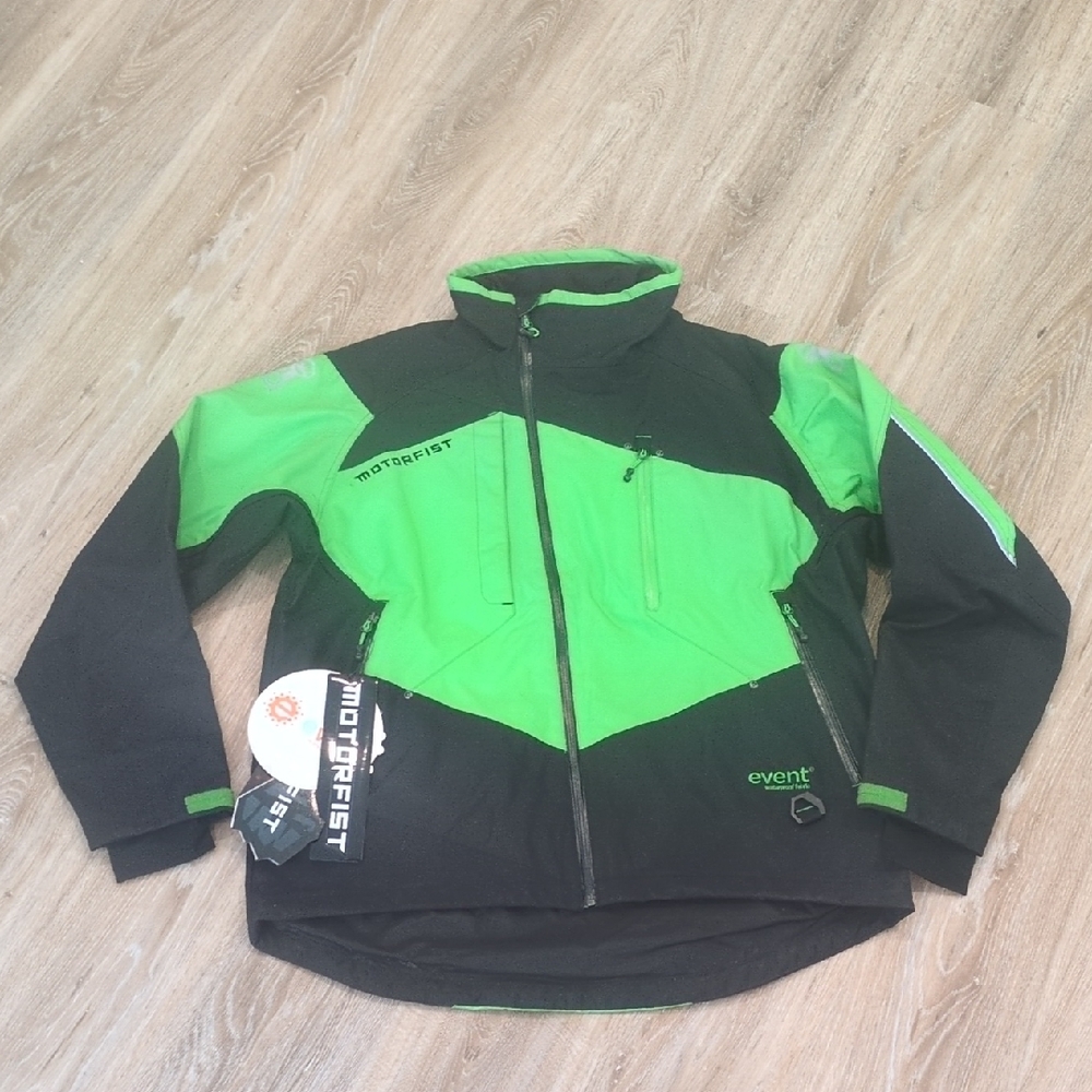 💚🖤NWT Men's Motorfist Green & Black Rekon Event waterproof Jacket  size MD🖤💚
